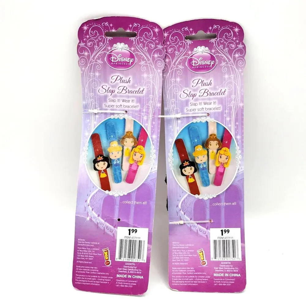 Lot of 2 Disney Princess Snow White Plush Slap Bracelets New 2010